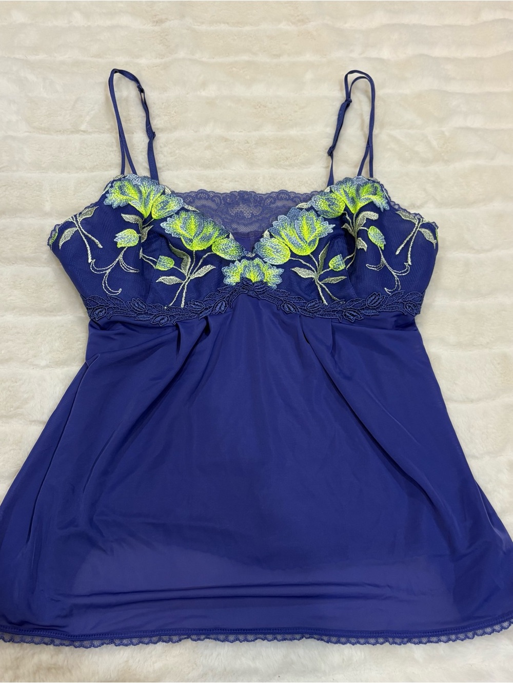 Triumph Purple Camisole with Neon Green Floral Embroidery